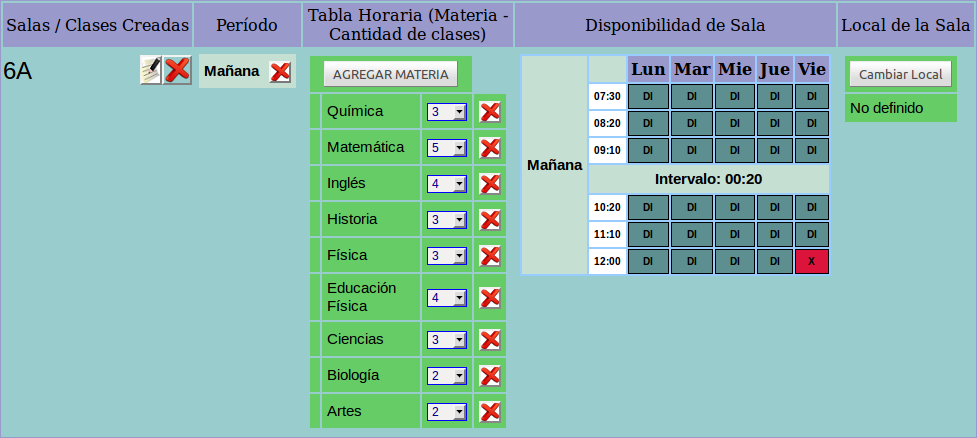 montar tabla escolar - Ejemplo Sala Etapa 4